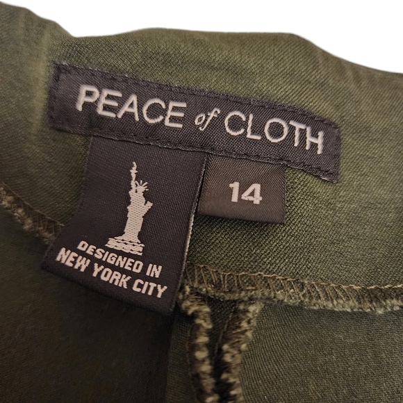 Peace of Cloth Dark Army Green Stretchy Pants Sz 14 - Picture 7 of 14